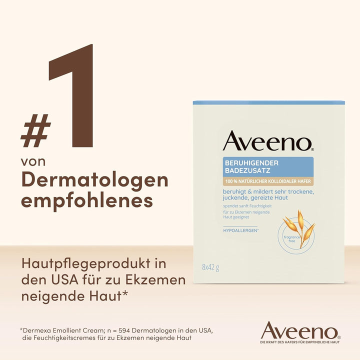 Aveeno Beruhigender Badezusatz 8 x 42 g, pflegendes Entspannungsbad aus 100 Prozent natürlichem koll