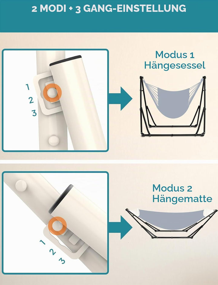 ANYOO Hängematte und Hängesessel mit klappbarem Gestell, tragbares Hängemattengestell-Set für den Ou