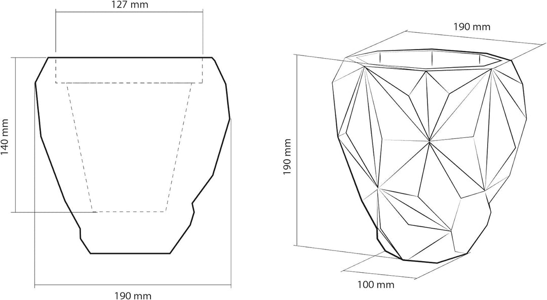 CONCRETTE Blumentopf Blumenkübel Zement-Pflanzkübel Übertopf aus Beton Geometric Ø 13 cm/Ø 19 cm/Ø 2
