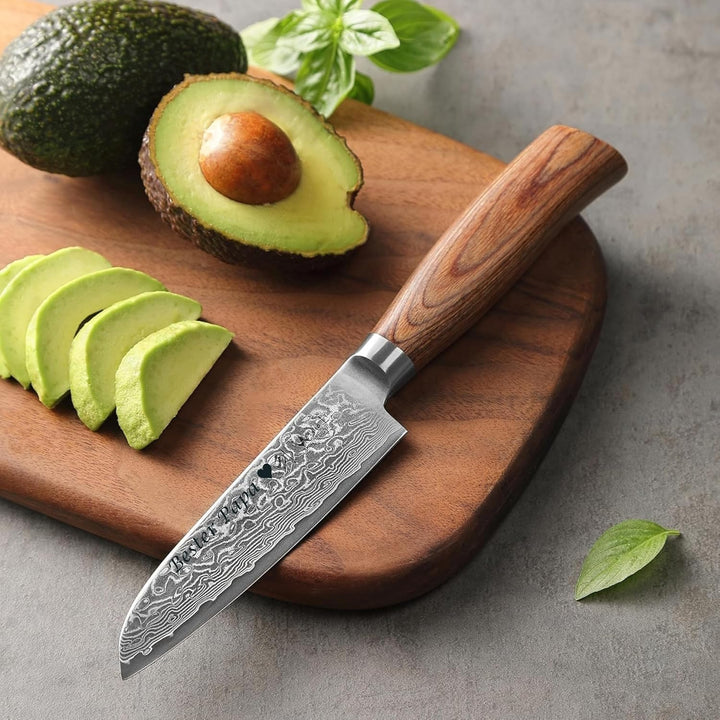 Wakoli EDIB Pro Damastmesser Set mit Gravur – Personalisiertes 4er Messerset, 17cm, 16cm, 11cm & 8cm
