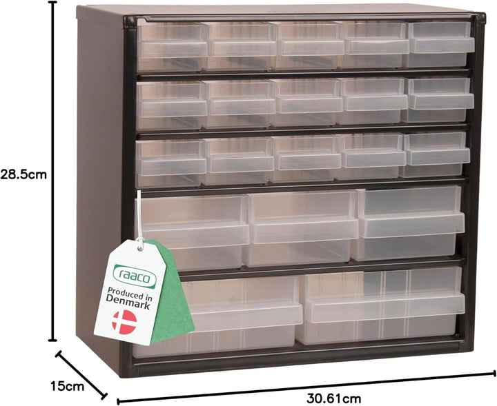 Raaco Kleinteilemagazin C6-20, 20 kg Last, 15 x 30,6 x 28,6 cm, 20 Schubladen, beschichteter Stahl,