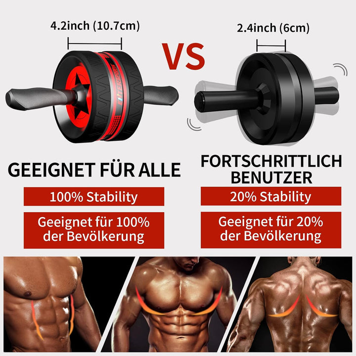 EnterSports Bauchroller, 6-in-1 Bauchtrainer mit Fitnessband, Liegestütze, Kniematte, Fitness Geräte