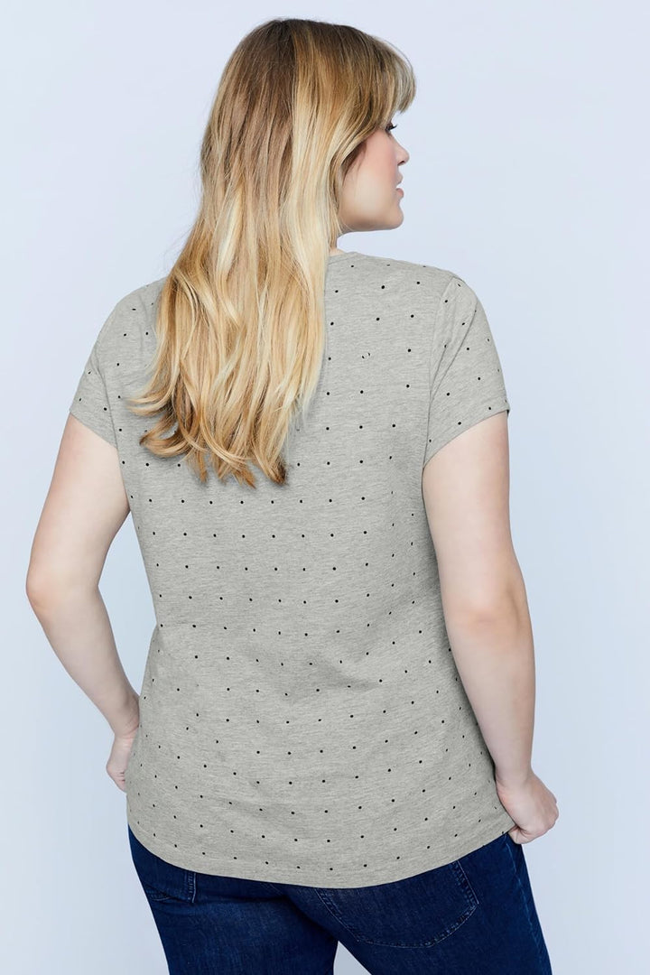 Ulla Popken Damen grosse Grössen Bellieva-T-Shirts, 2er-Pack, Rundhals, Halbarm, seitl. Raffung, Bio