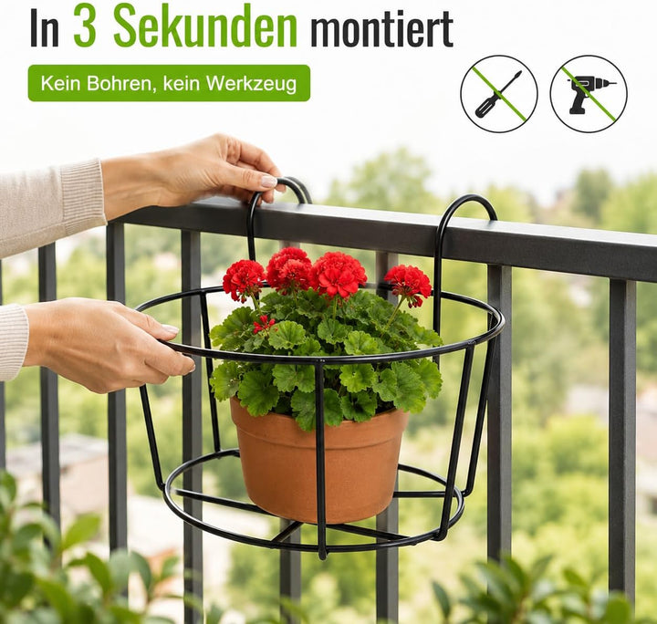 HEMOTON 2 Stücke Blumentopf Halterung Metall Blumentopfhalter Geländer Pflanzgefässe Balkongeländer