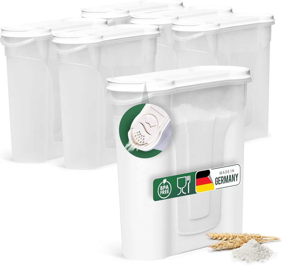 Novaliv Schüttdosen 6er Set Vorratsdose zum Streuen 2,4 Liter - Masse (LxBxH): 22 x 21 x 8,5 cm - Do