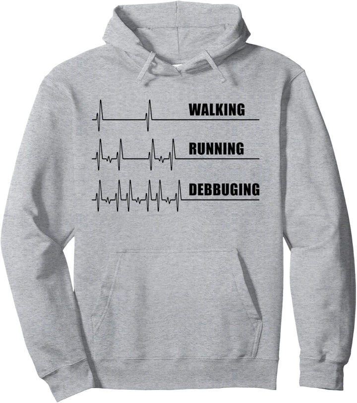 Herzschlag-Computer "Walking Running Debugging" Pullover Hoodie