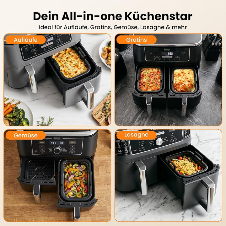 Glas Auflaufform Airfryer für Ninja AF400EU/AF500EU/SL400EU, Auflaufform Heissluftfritteuse mit Hera