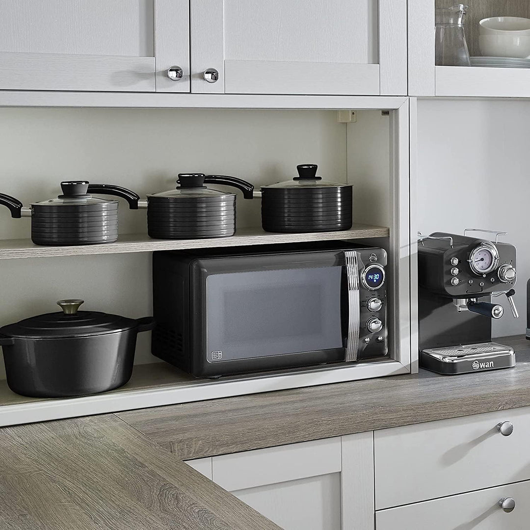 Swan Retro SM22030LBNEU Digitale Mikrowelle, 20 l, 5 Leistungsstufen, Auftaufunktion, Timer 60 Minut