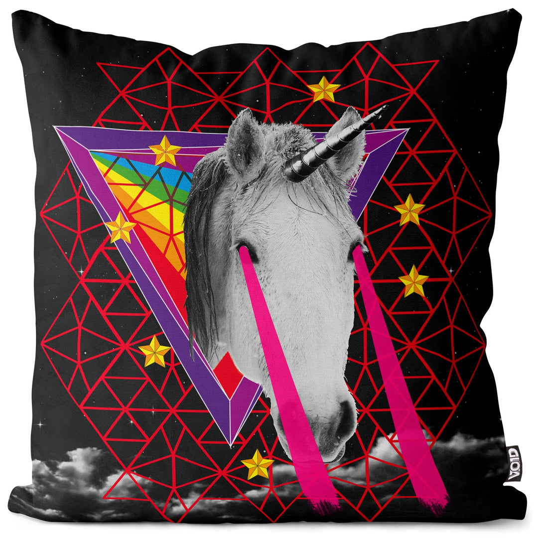 VOID Unicorn Laser Head Einhorn Kissenbezug Kissenhülle Outdoor Indoor Pferdekopf Trash, Kissen Grös