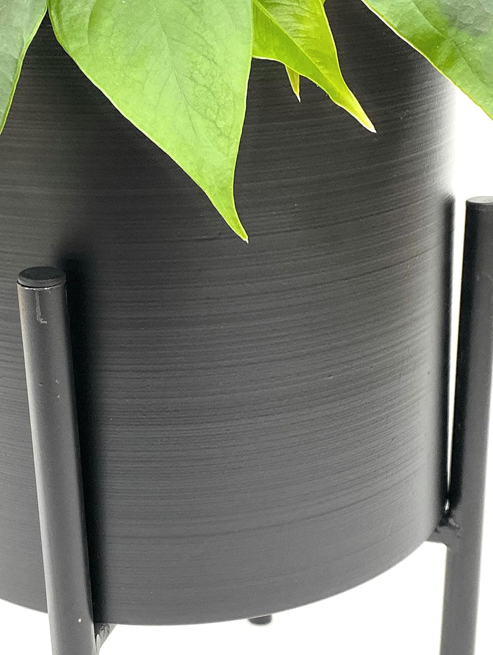 DanDiBo Blumenhocker mit Topf Metall Schwarz 32 cm Blumenständer 96153 Blumensäule Modern Pflanzenst