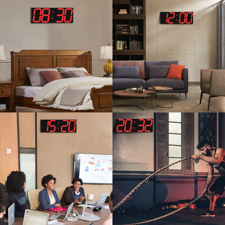 CHKOSDA LED Uhr Digitale Uhr Grosse Wanduhr mit 18-Zoll-LED-Anzeige, Countdown-Uhr mit 8 einstellbar