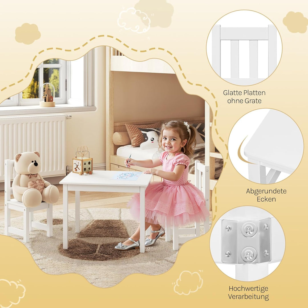 WOLTU Kindertisch mit 2 Stühlen, für Kinderzimmer Kindergarten, Kinder Tisch Stuhl Set, Sitzgruppe f