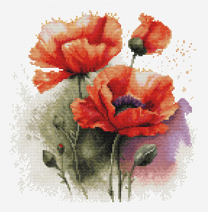 Luca-S Kreuzstich Stickpackung Die Mohnblumen Zählmuster Kreuzstich Set für Erwachsene B7024