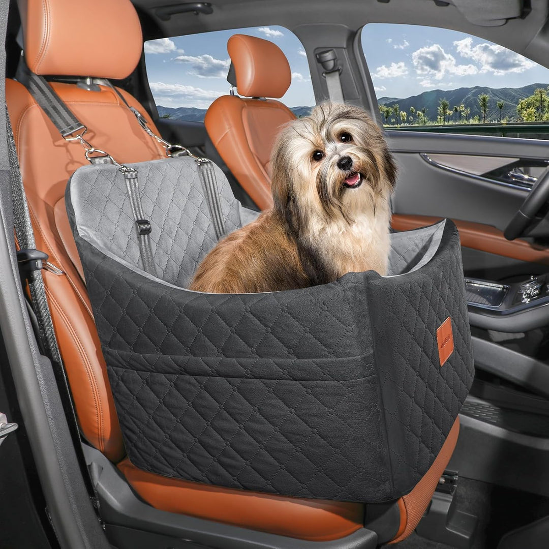 Hunde Autositz für Kleine/Mittlere Hunde, Memory-Schaum Erhöhter Hundesitz Auto, Abnehmbar & Waschba