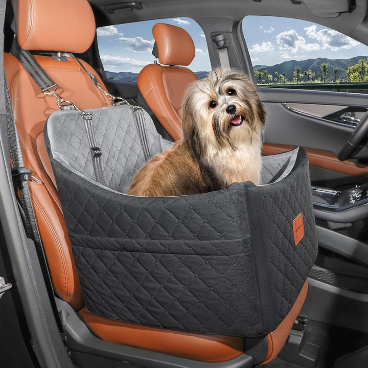 Hunde Autositz für Kleine/Mittlere Hunde, Memory-Schaum Erhöhter Hundesitz Auto, Abnehmbar & Waschba