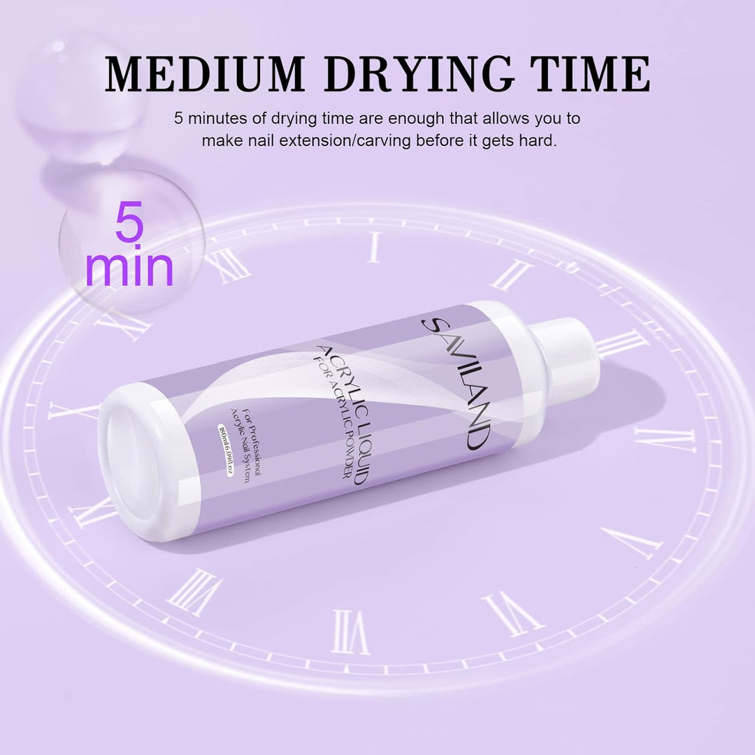 Saviland Acryl Liquid für Nägel 180ML: EMA Acryl Liquid für Acrylpulver Acryl Pinsel Non-Yellowing A