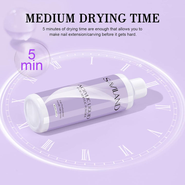 Saviland Acryl Liquid für Nägel 180ML: EMA Acryl Liquid für Acrylpulver Acryl Pinsel Non-Yellowing A
