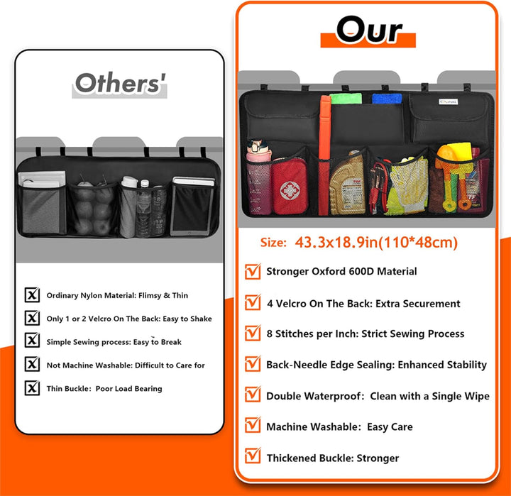 Kofferraum Organizer Auto, multi aufbewahrungstasche für auto mit netztaschen, kofferraumtasche, sch