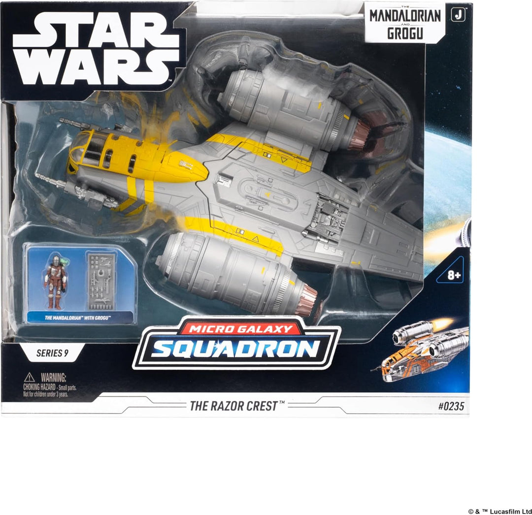 Star Wars™ Micro Galaxy Squadron SWJ0543 - Razor Crest - offizielles 18 cm grosses Fahrzeug mit 1 Mi