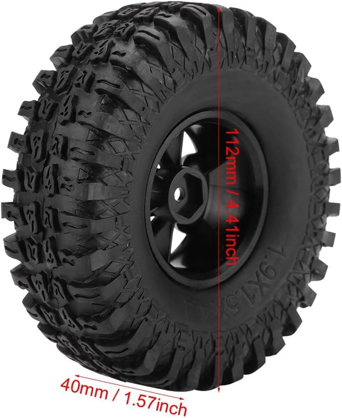 Dilwe RC Auto Reifen, 4 Stück Rad Reifen 6 Löcher Gummi Reifen mit Naben für 1/10 Skala RC Crawler O
