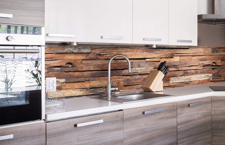 DIMEX Küchenrückwand Folie selbstklebend HOLZWAND | Klebefolie - Dekofolie - Spritzschutz für Küche
