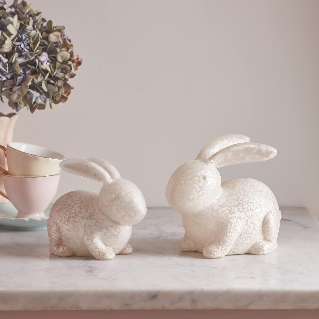 Lights4fun 2er Set LED Hasen weiss 15cm Osterdeko Modern Timer Ostern Deko Osterhase Pastell Oster D