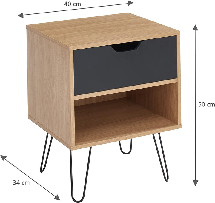 BAÏTA Duo 2 Nachttische, Holzwerkstoff, Schwarz, L40cm
