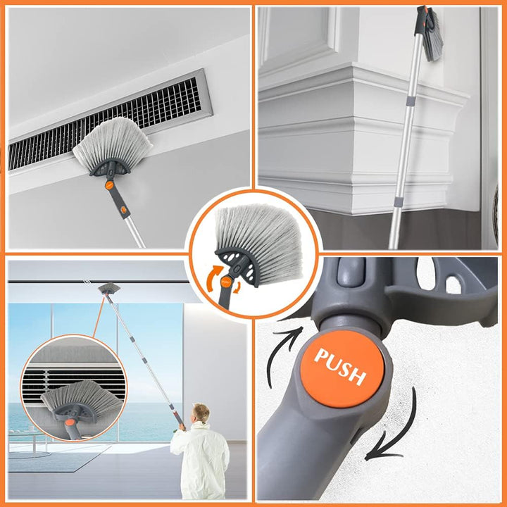 AIRLIWELL Fensterwischer-Reiniger und Staubwedel, Fensterteleskopstiel, Mikrofaser, Gummi, Orange