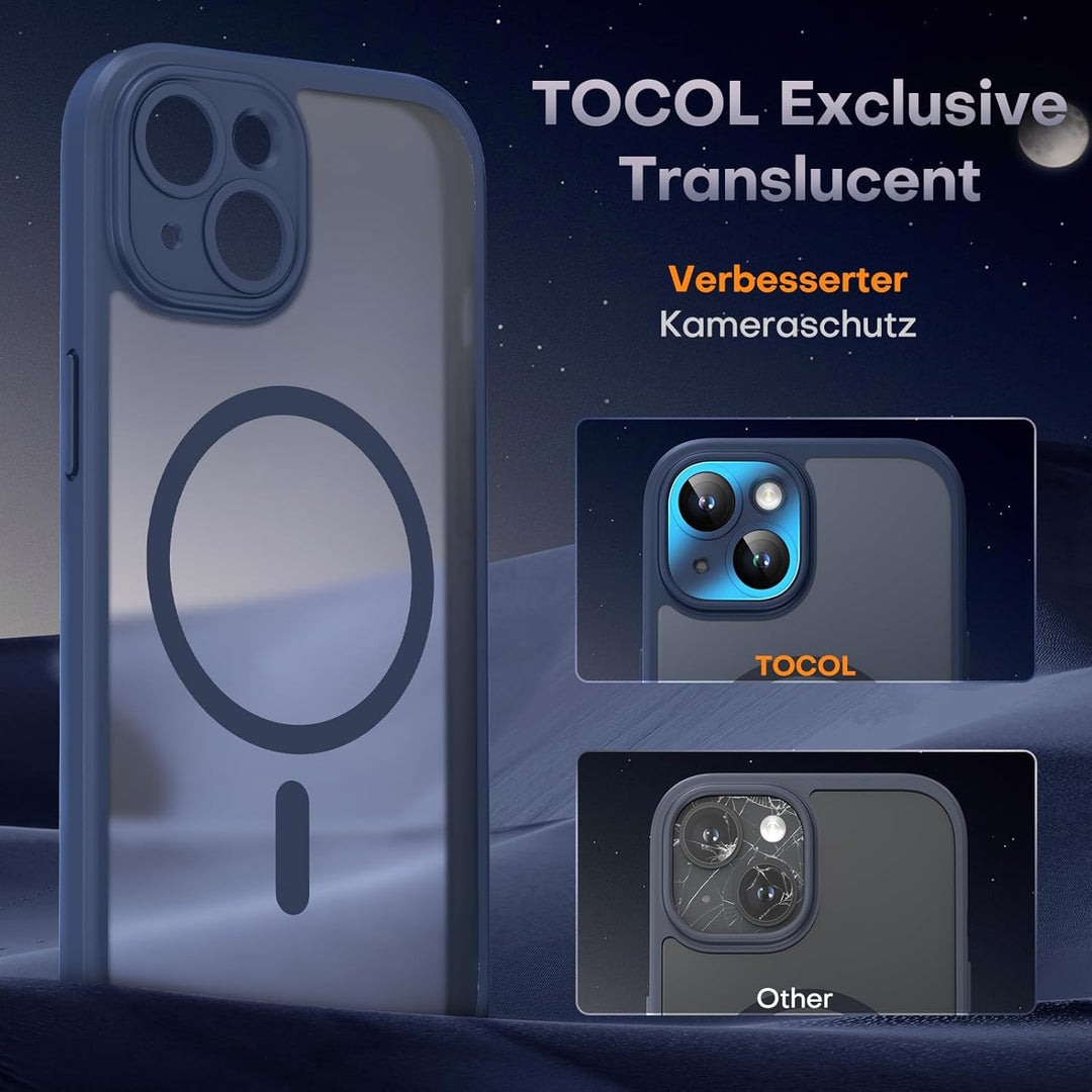 TOCOL 3 in 1 für iPhone 13 Hülle für MagSafe, Vollständiger Kameraschutz Stossfest Kratzfest Magneti