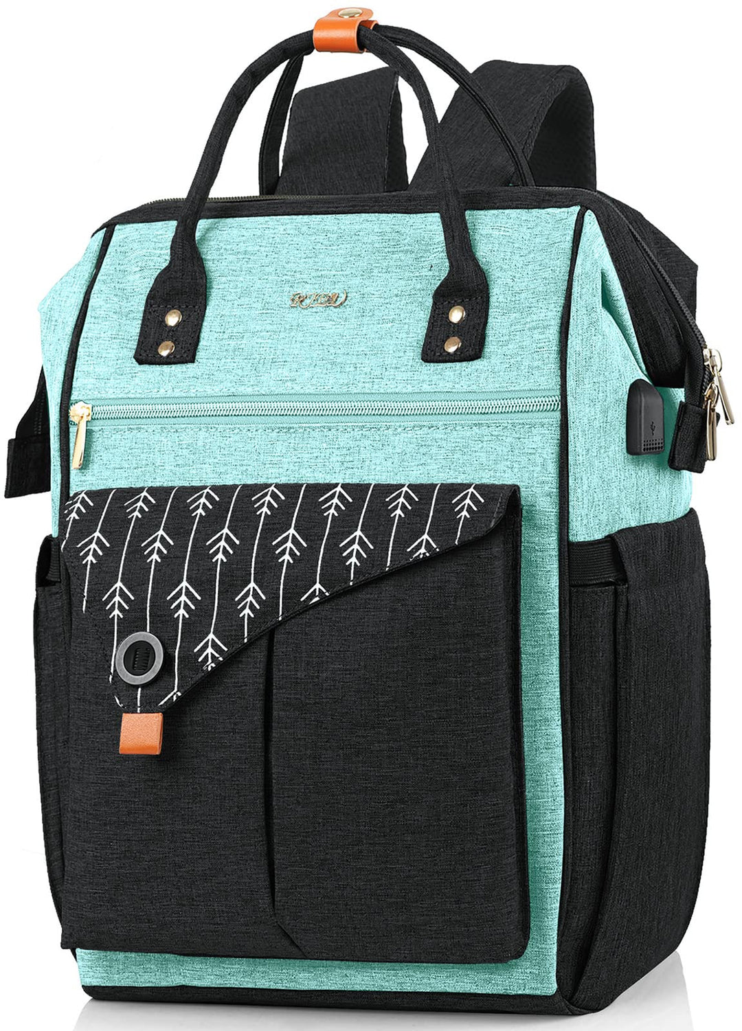 Rucksack Damen, Schulrucksack Mädchen, 15,6 Zoll Laptop Rucksack mit USB Ladeanschluss, Rucksack Ges
