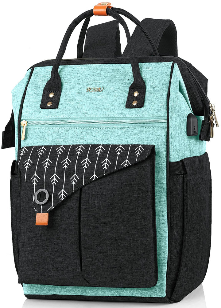 Rucksack Damen, Schulrucksack Mädchen, 15,6 Zoll Laptop Rucksack mit USB Ladeanschluss, Rucksack Ges