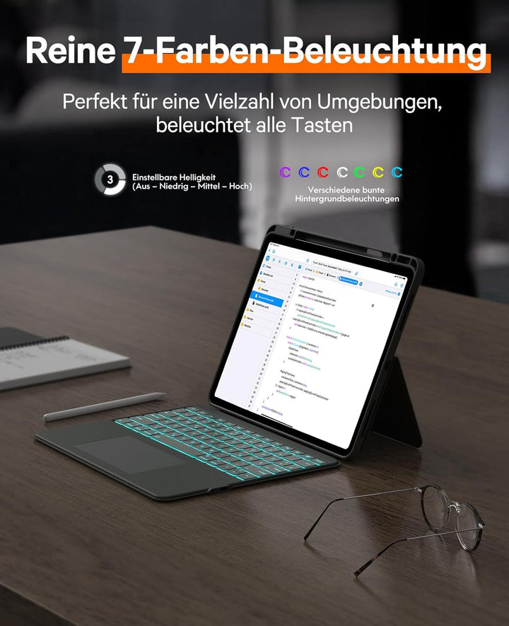 CHESONA für iPad Air 13 Zoll Hülle mit Tastatur, BackStand Rugged für iPad Pro 12.9 Tastatur mit Tou