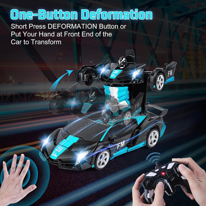 Transformator Spielzeug mit Gestensensor für Kinder 3-12, Ferngesteuertes Auto mit Licht und Sound,