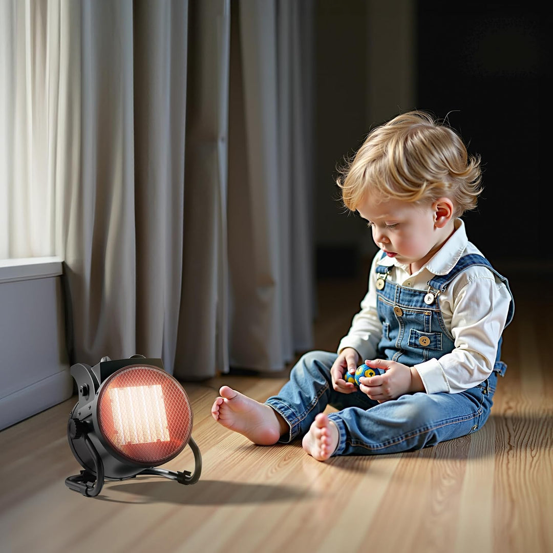 Wiltec Heizstrahler 2kW Keramik Heizgerät 2000W mit Thermostat 30m² Heizlüfter 3 Leistungsstufen