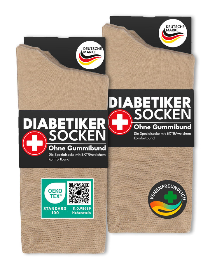 sockenkauf24 Diabetikersocken ohne Gummi & ohne Naht 97% Baumwolle (6 Paar) Diabetiker Socken mit Ko