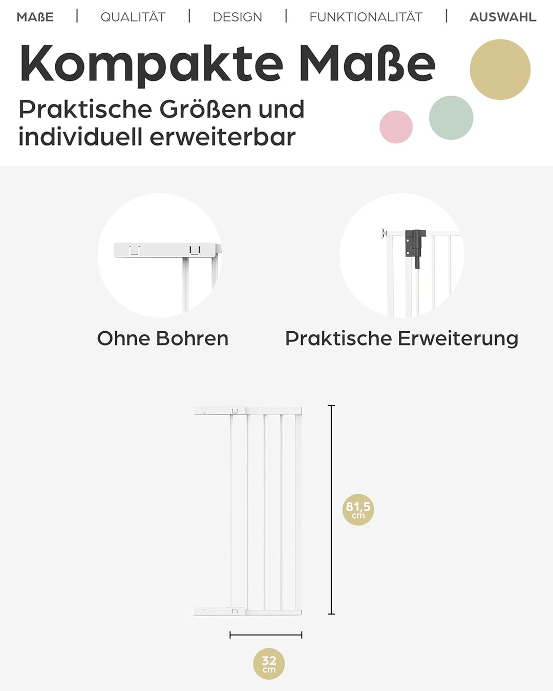 Geuther Verlängerung Türschutzgitter Easylock Plus I Weiss, 32 cm Metall I stabile Erweiterung für T