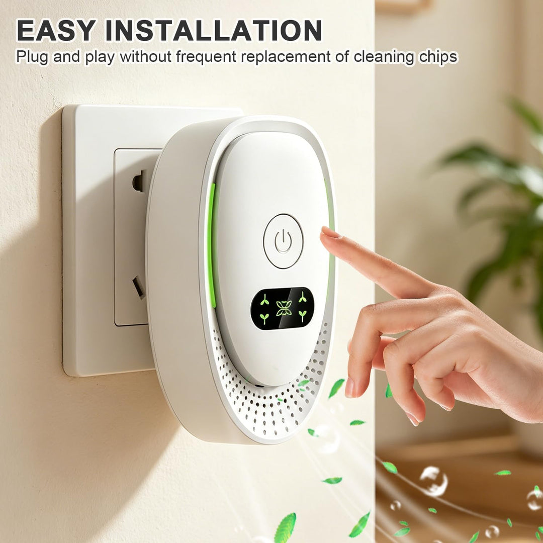 2er Pack Mini Luftreiniger Plug-In, 40 Millionen Negative Ionen Ionisator, Geruchsentferner für Rauc