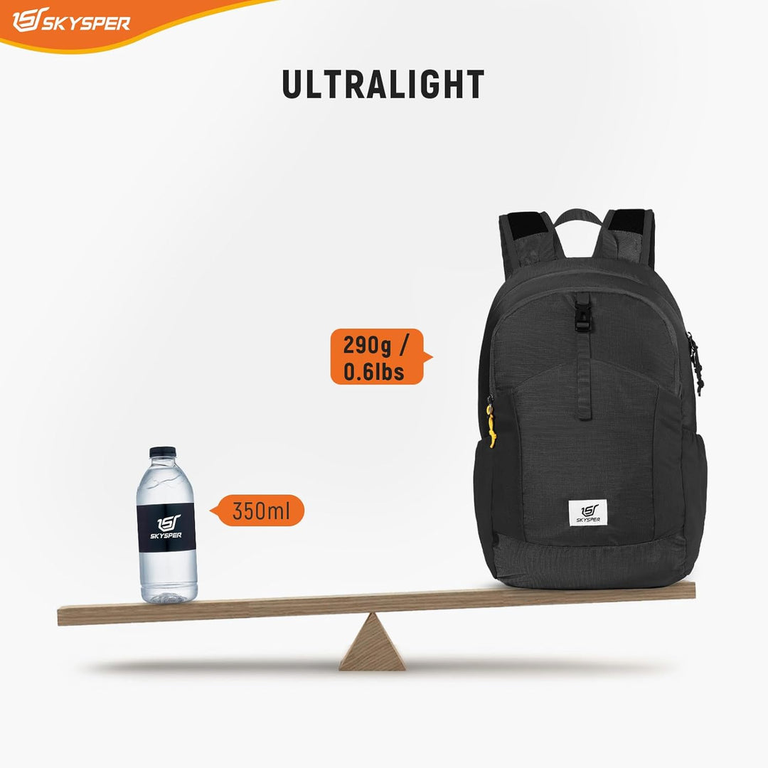 SKYSPER Faltbarer Rucksack RFID-Schutz, 20L kleiner Rucksack Wanderrucksack Damen Herren Tagesrucksa