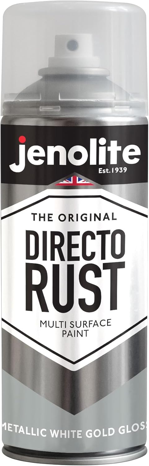JENOLITE Directorust Metallic-Glanz-Sprühfarbe, Weissgold, 3 x 400 ml, Weissgold-Sprühfarbe für vers