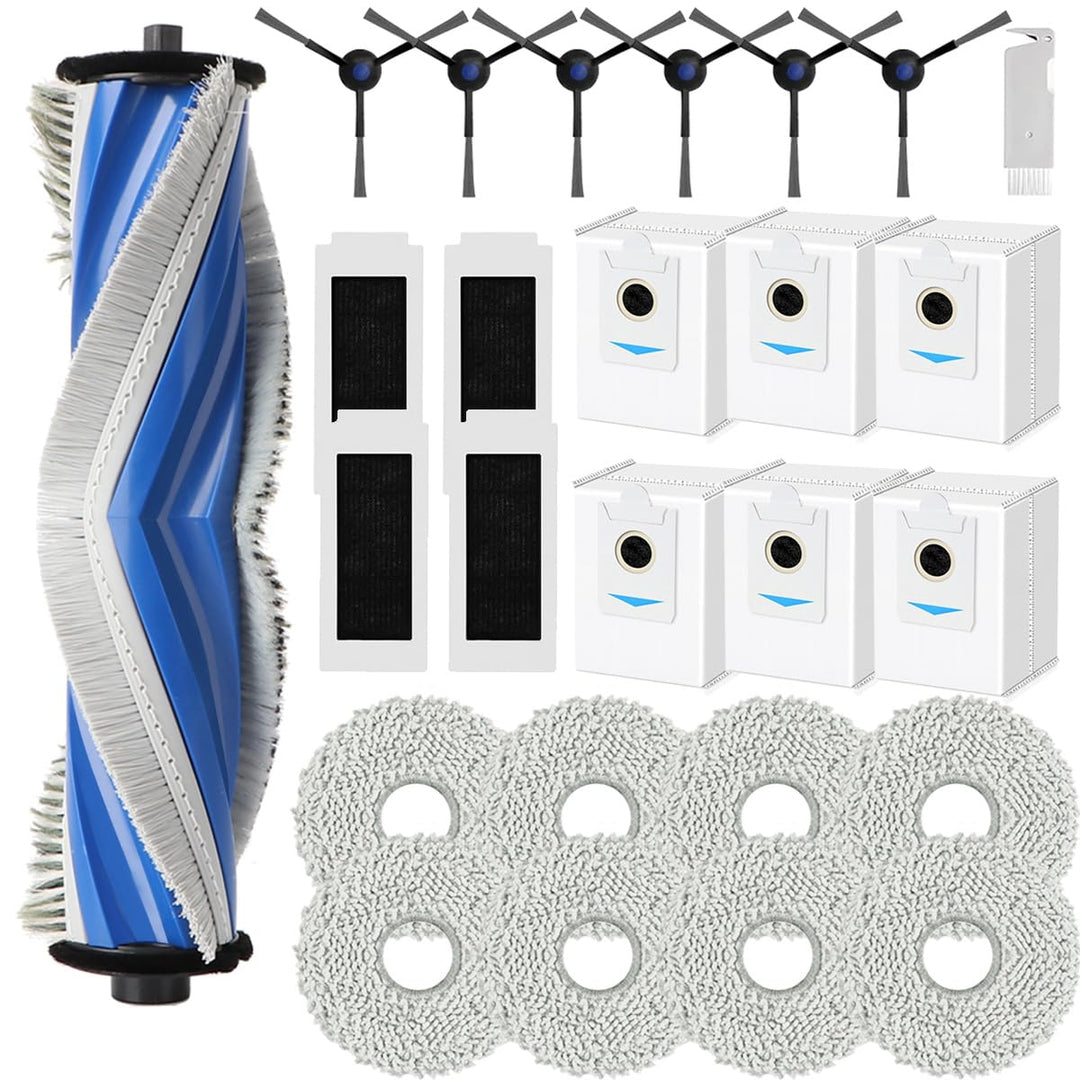 Zubehör für ECOVACS DEEBOT T30S PRO/ T30S, Ersatzteile Set mit 1 Hauptbürste, 6 Staubbeutel, 8 Wisch