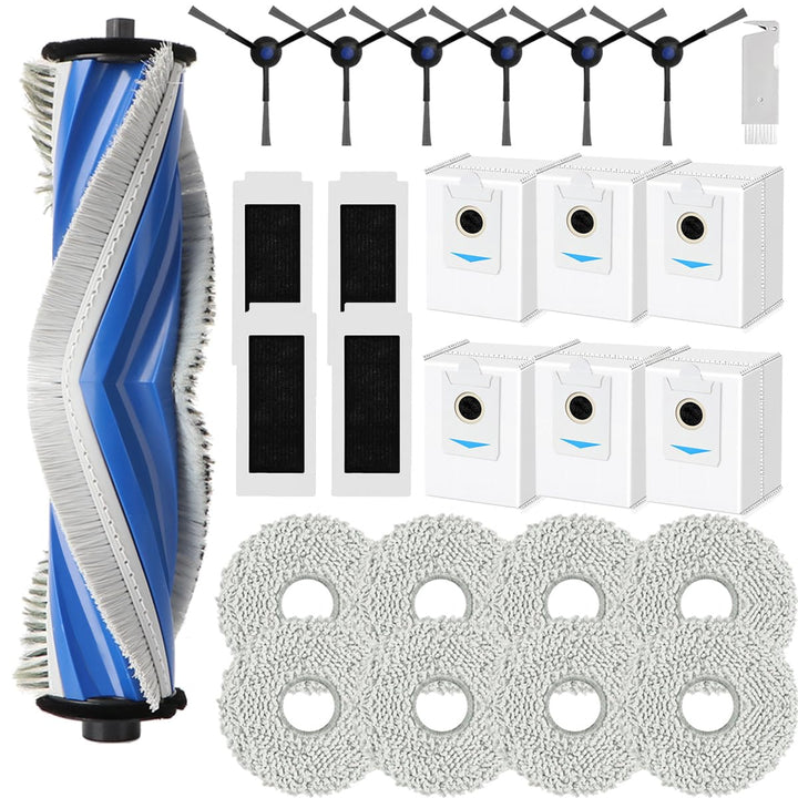 Zubehör für ECOVACS DEEBOT T30S PRO/ T30S, Ersatzteile Set mit 1 Hauptbürste, 6 Staubbeutel, 8 Wisch