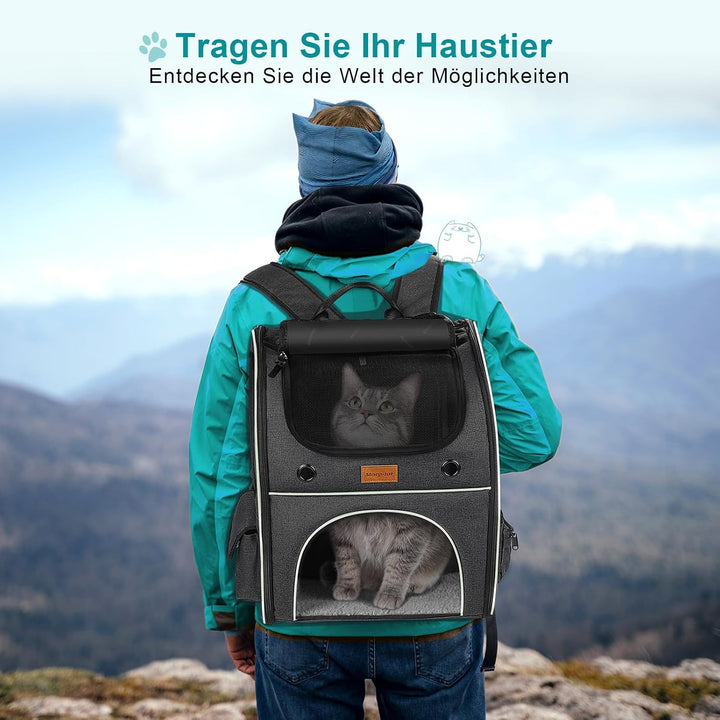 Morpilot Erweiterbar Katzenrucksack Grosse Katzen, Hunderucksack bis 8 kg Katzen Rucksack Gross für