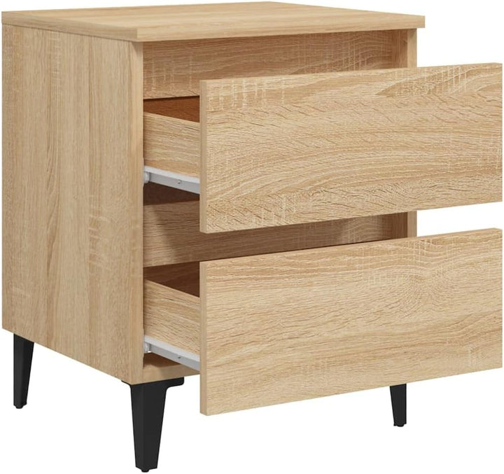 vidaXL 2X Nachttisch mit 2 Schubladen Metallbeinen Nachtschrank Nachtkonsole Nachtkommode Schlafzimm