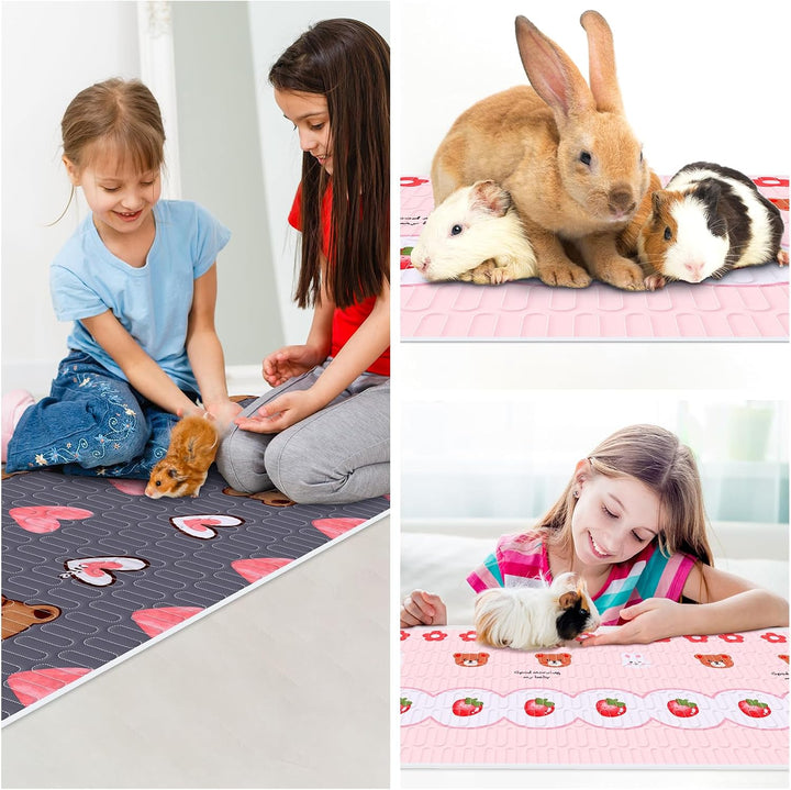 OPEYATOYS 2pc Waschbare Kleintierunterlage für Meerschweinchen, Kaninchen und Hamster - Wiederverwen