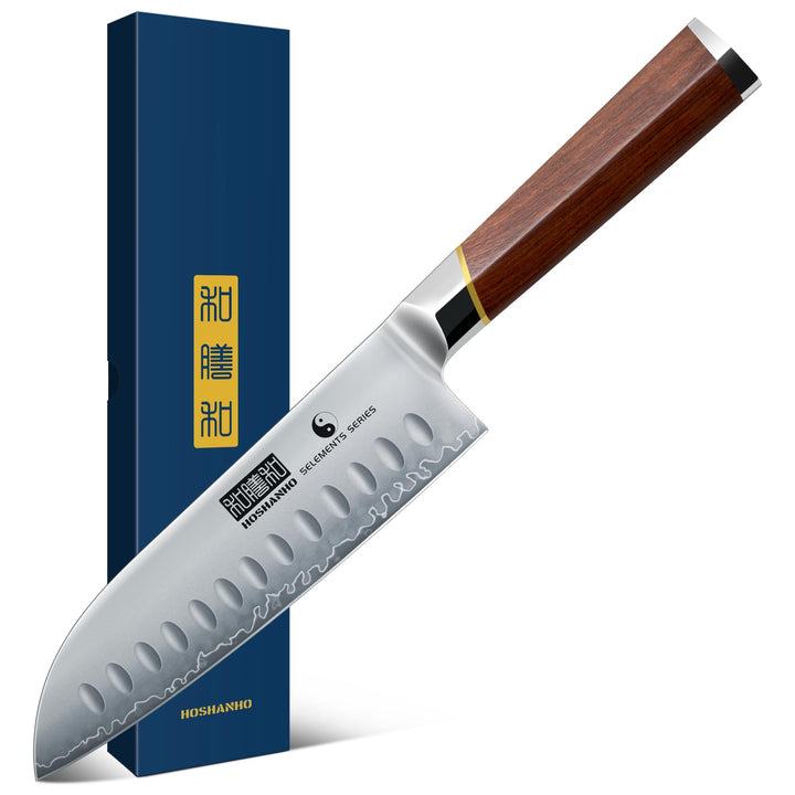 HOSHANHO 7-Zoll-Santoku-Messer, professionelles scharf Kochmesser aus Kohlenstoffstahl, rasiermesser