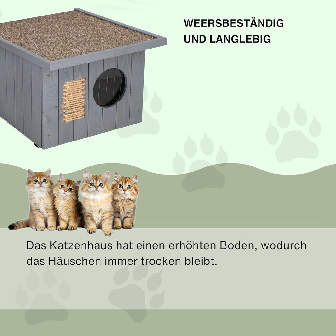 Katzenhaus Outdoor Winterfest, Katzenhaus Isoliert, Clawsable, Holz Outdoor, Katzenhütte 49,5 x 58 x