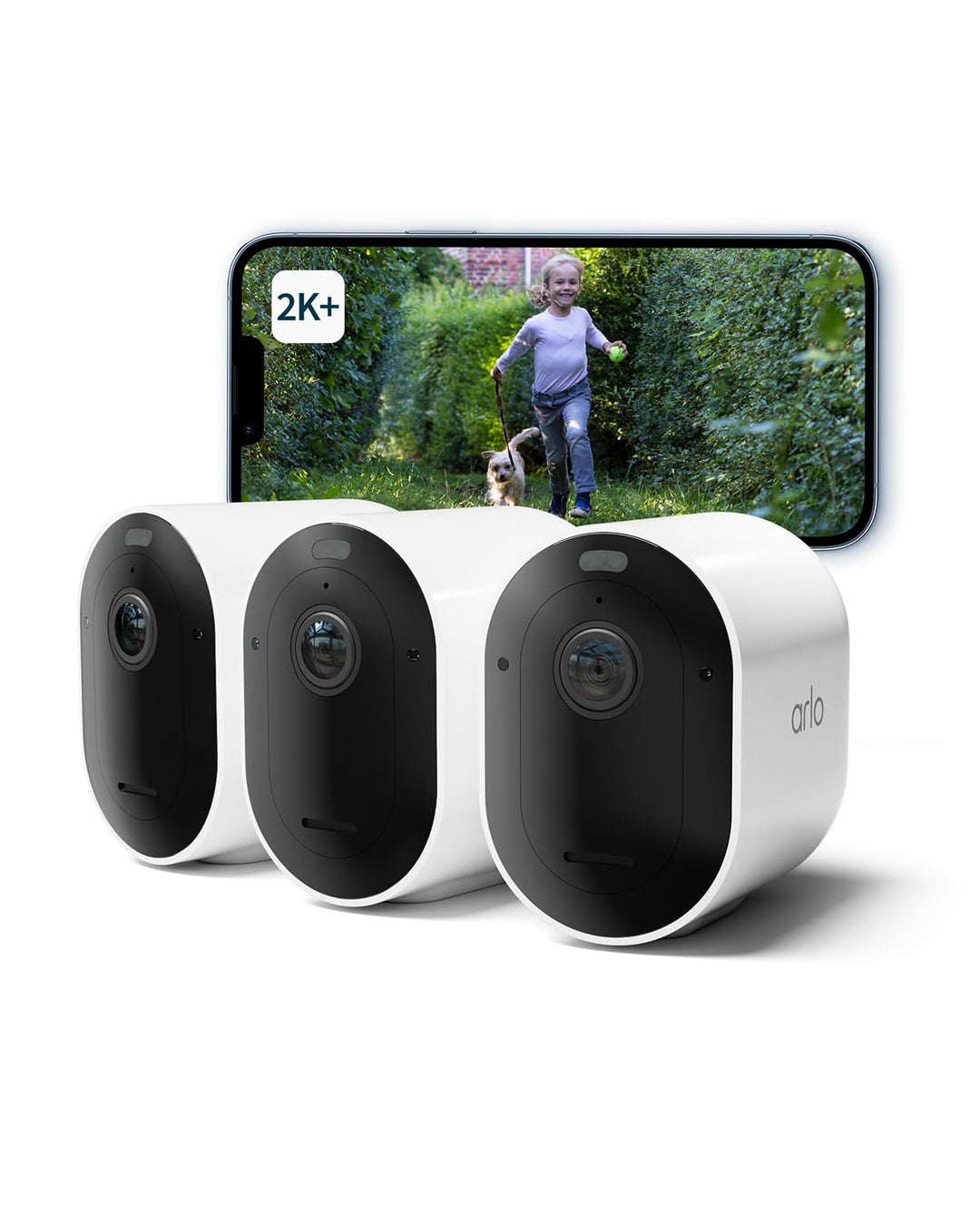 Arlo Pro 5 Überwachungskamera Aussen WLAN, 2K+ HDR Video, Kabellos, Verbesserte Farbnachtsicht, 160°