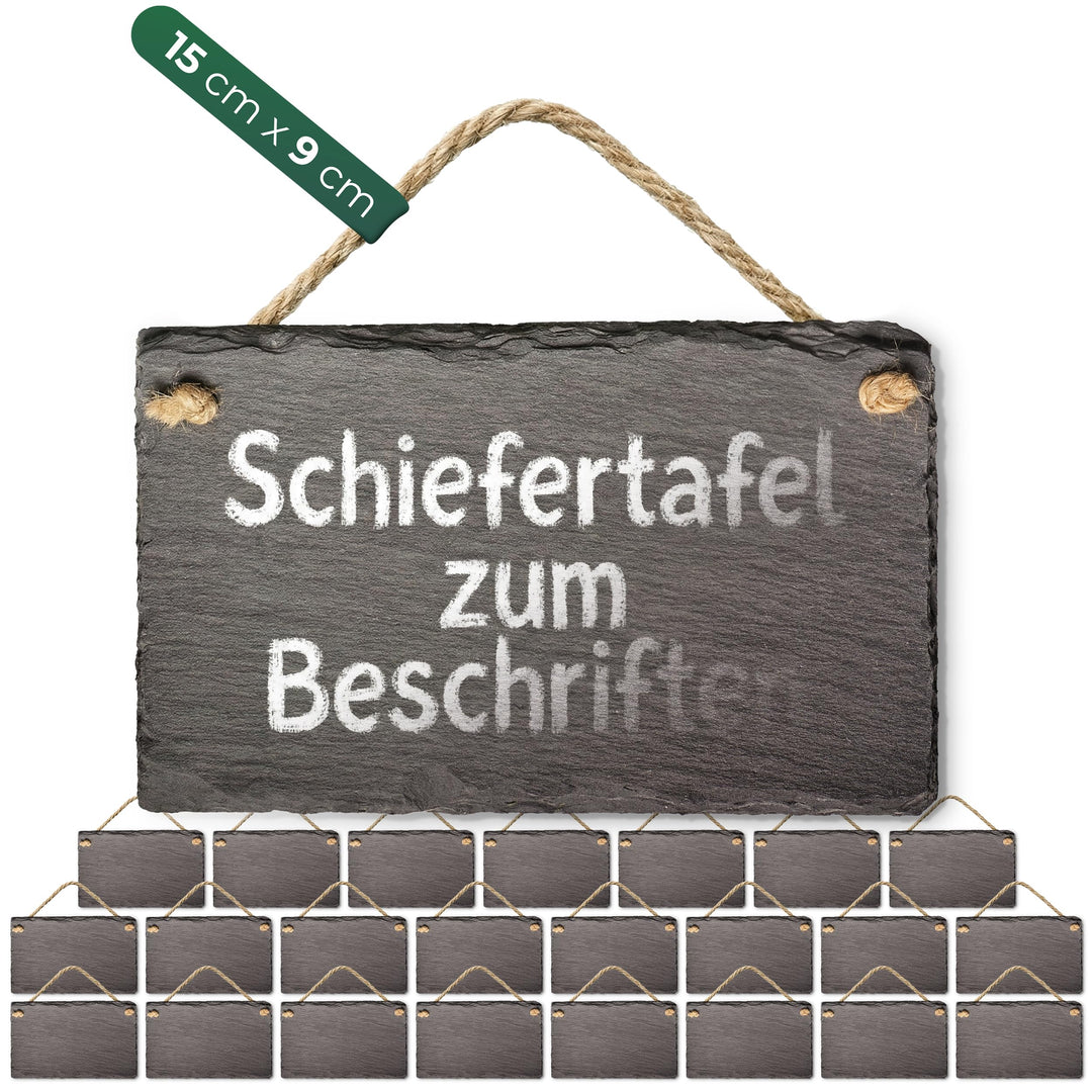 Schiefertafel zum Aufhängen mit Juteband Memotafel Kreidetafel Wandeko (24, 9 cm Tafel) 9 cm Tafel 2