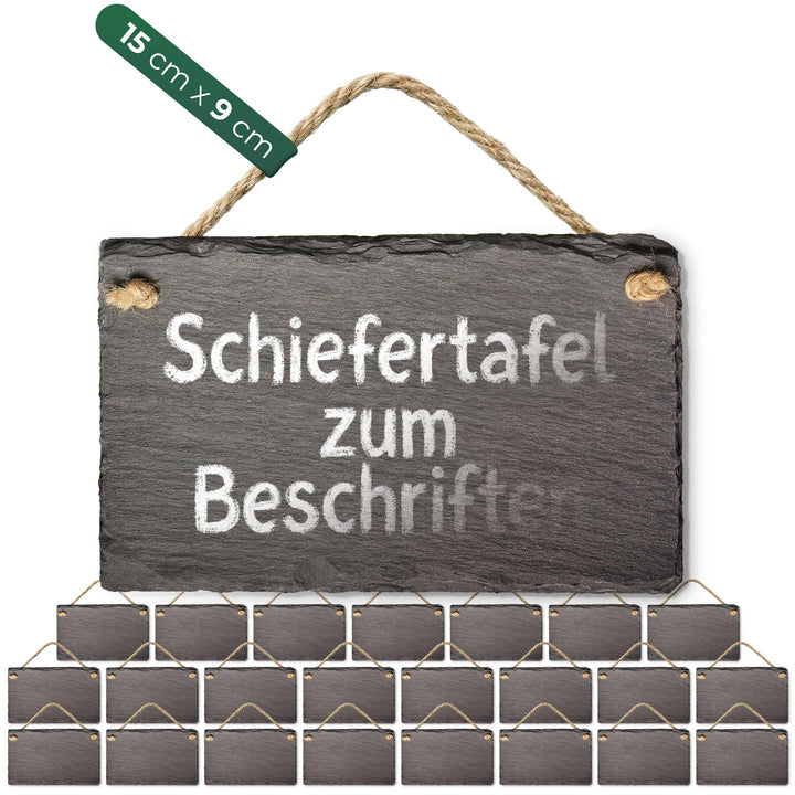 Schiefertafel zum Aufhängen mit Juteband Memotafel Kreidetafel Wandeko (24, 9 cm Tafel) 9 cm Tafel 2