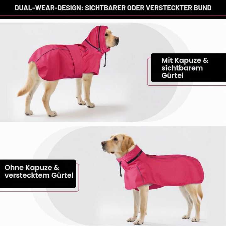Hunde-Regenmantel – wasserdicht und reflektierend, verstellbare Passform mit Loch für die Leine und